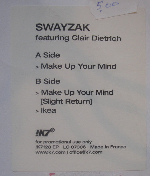 Swayzak Featuring Clair Dietrich : Make Up Your Mind (12", EP, Promo, W/Lbl)